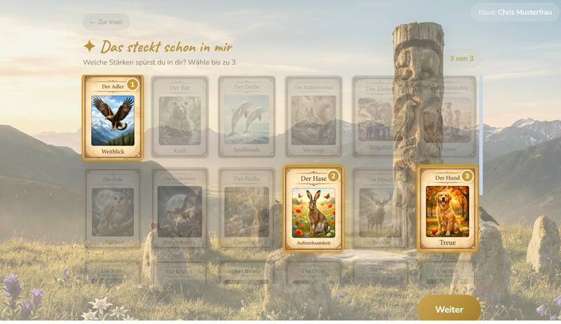 Die Krafttiere — Stärken als illustrierte Tierkarten